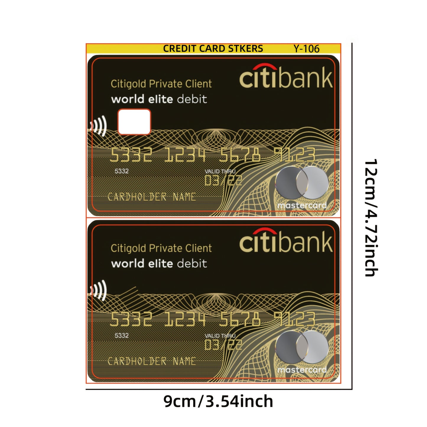 1 Set of 2 Luxury Golden Line Pattern Credit Card Stickers, Anti-Fingerprint and Scratch-Resistant Ultra-Thin High-Quality Suitable for Prepaid Cards, Transit Cards, and Special Credit Cards