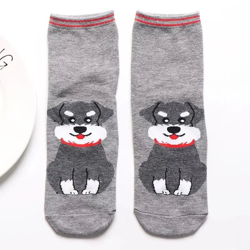 1 Pair Of Cute Animals Funny Socks Kawaii Cats And Dogs Somalia Art White Socks Women Novel Harajuku Funny Animal Cotton Socks