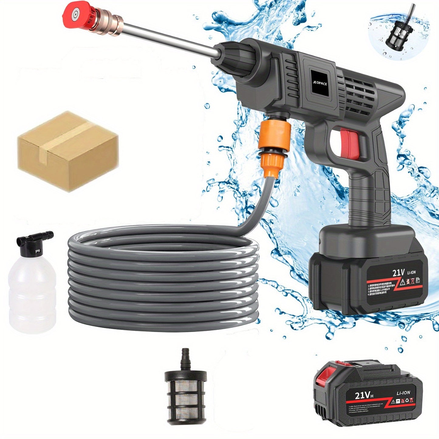 1 Wireless High Pressure Water Gun, Portable Cordless Car Washing Tool, Powerful Car Washing Tool, Garden Hose Nozzle, Multi-functional Watering Tool, Suitable for Home, Garden  Car  Elevator.., Power Washer, Portable Car Was