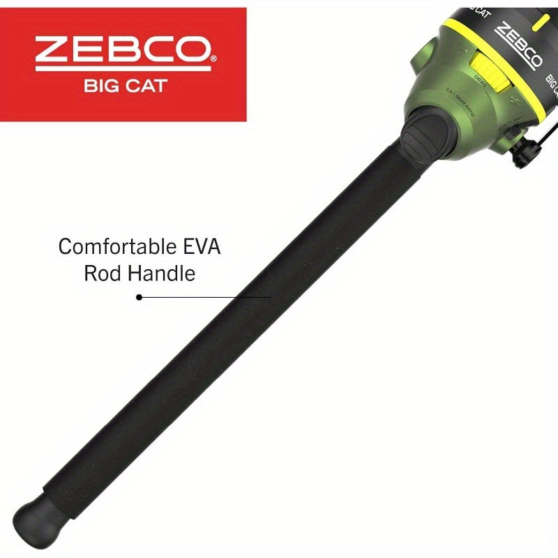 1-Piece Heavy-Duty Spincast Fishing Rod and Reel Combo with All-Metal Construction, Quick-Action Tip, Changeable Left/Right-Hand Retrieve - Large Heavy-Power Fast Action Rod for Saltwater, Freshwater, Bass, Pike, Trout, Salmo