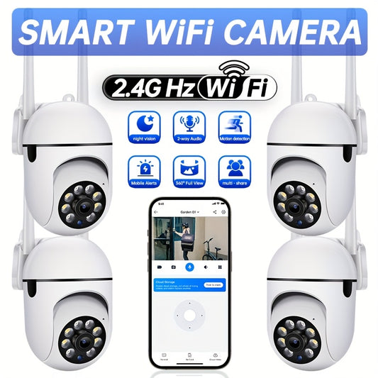 [Wi-Fi PTZ Night Vision Camera] 2.4GHz Wi-Fi 360° PTZ 1080P Night Vision Monitor - Home Security Camera with Intelligent Motion Detection, Alarm Push, Two-Way Audio