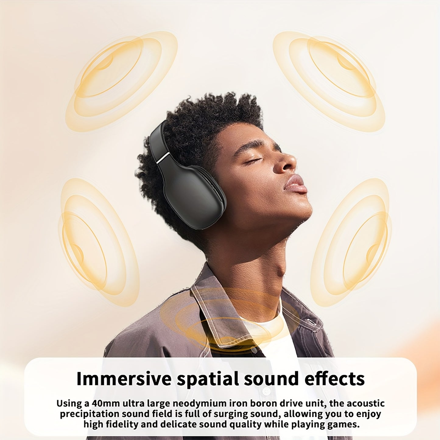 [Wireless Headset] HIRRES BT1638-5.4 Wireless Over-Ear Headset | Ultra-High Sound Quality, Comfortable Padded Design, Foldable, Built-in Mic for Gaming, Travel, Home Office, Gym - Ideal Holiday Gift