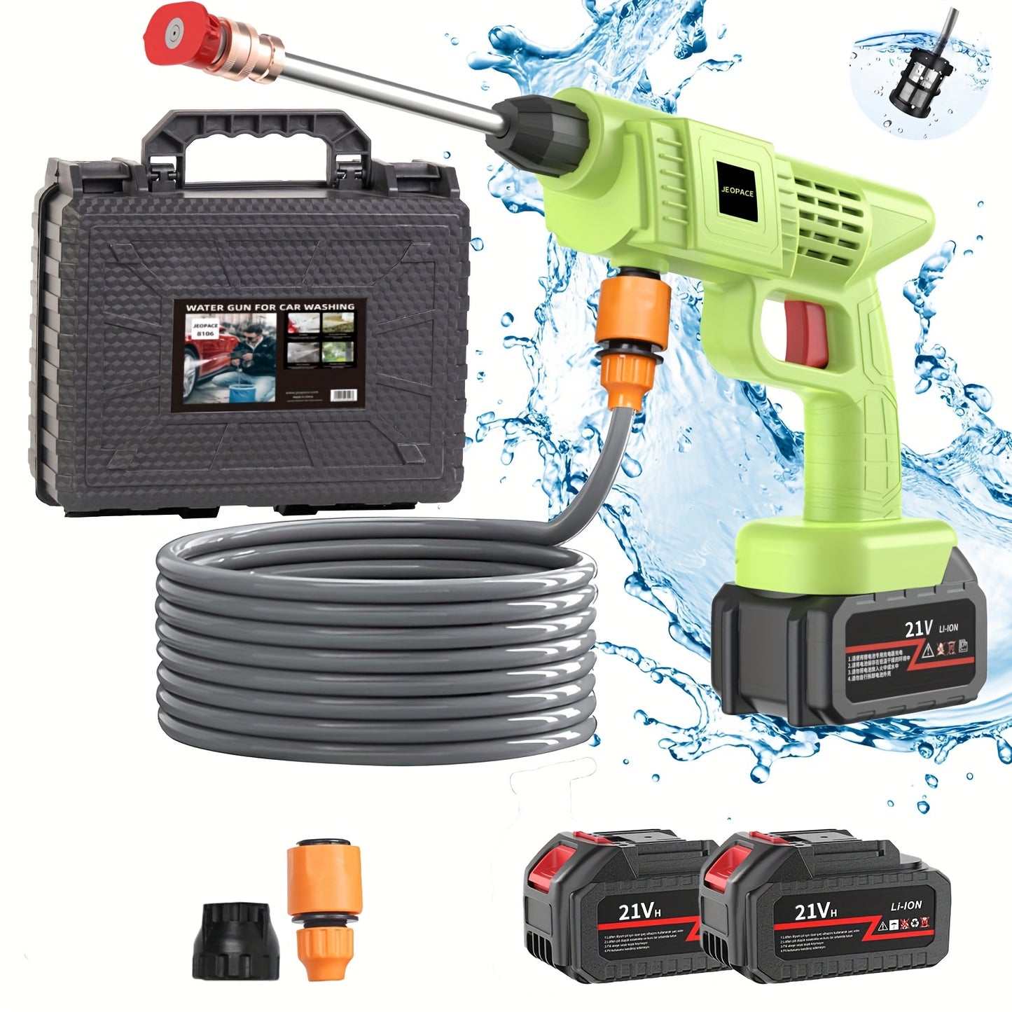 1 Wireless High Pressure Water Gun, Portable Cordless Car Washing Tool, Powerful Car Washing Tool, Garden Hose Nozzle, Multi-functional Watering Tool, Suitable for Home, Garden  Car  Elevator.., Power Washer, Portable Car Was