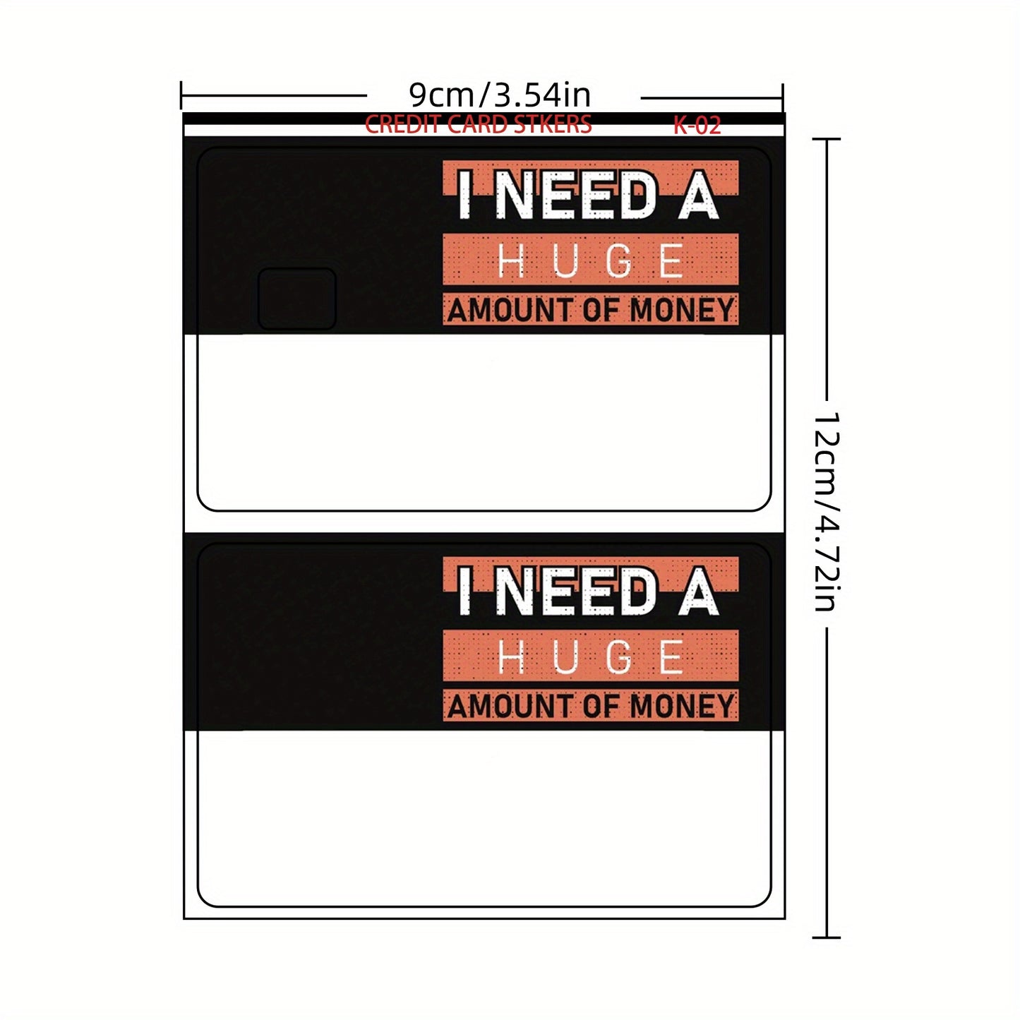1 Set 2PS "I Need a Huge Amount of Money" Thickened Frosted Bus Card Credit Card Stickers Suitable for Credit Cards, Bank Cards, Debit Cards, Removable Self-Adhesive Decorative Card Stickers, Scratch-Resistant, Good Quality