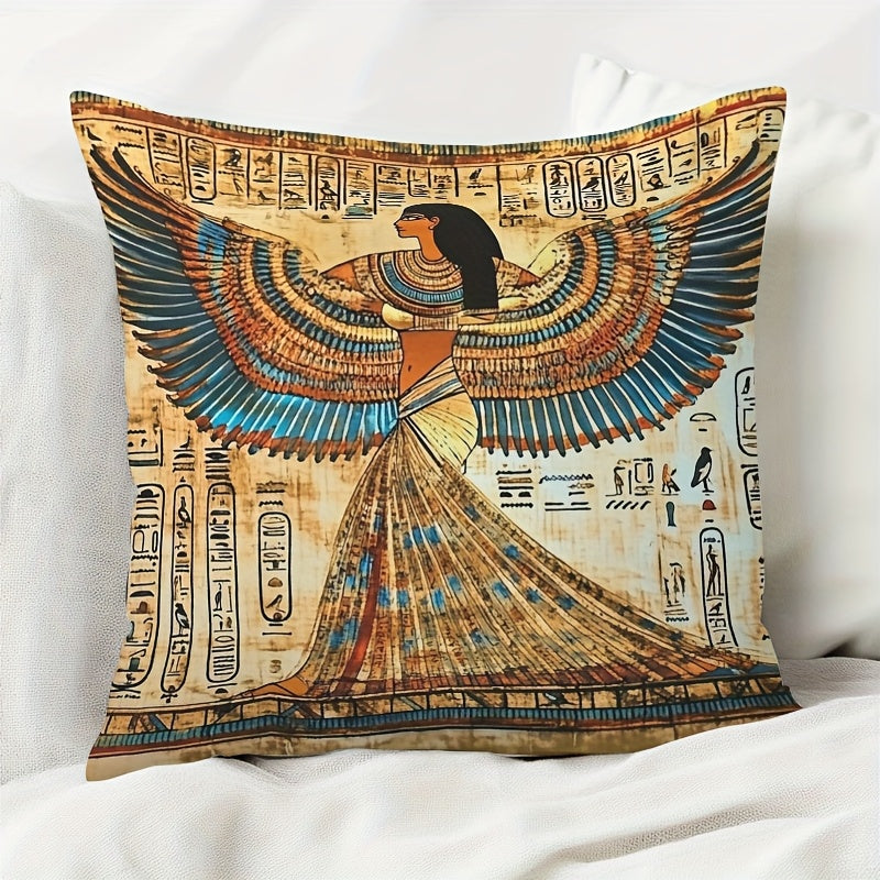 1 Egyptian Goddess Square Cushion Cover | Vibrant Ancient Deity Design on Soft Plush Polyester | Ideal for Easter, Christmas, Thanksgiving, New Year, Birthday Parties & Valentine's Day Home Decor | 18x18 Inches, Single-Sided
