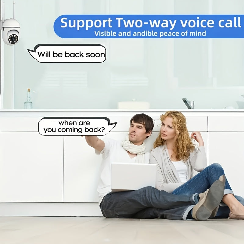 [Wi-Fi PTZ Night Vision Camera] 2.4GHz Wi-Fi 360° PTZ 1080P Night Vision Monitor - Home Security Camera with Intelligent Motion Detection, Alarm Push, Two-Way Audio