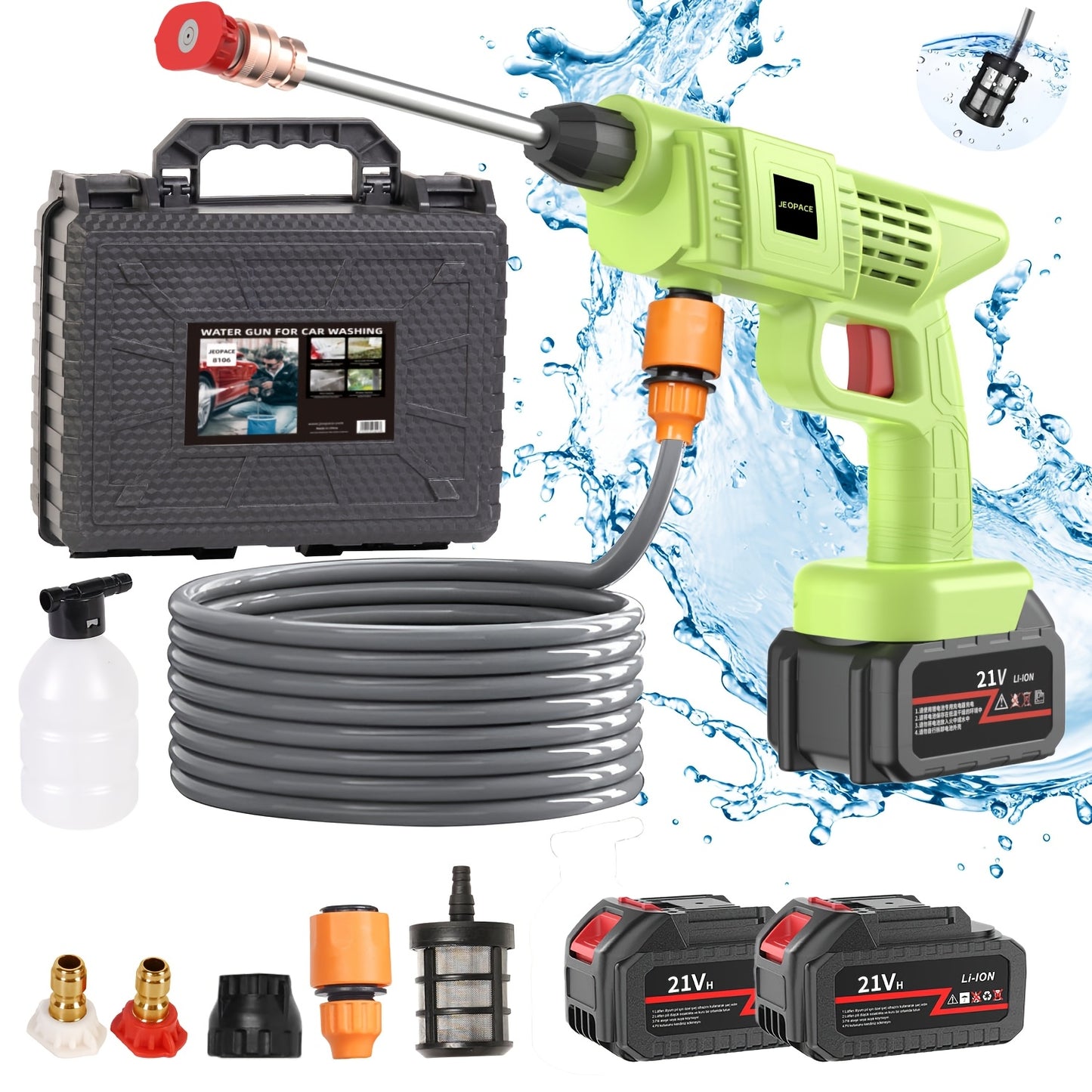 1 Wireless High Pressure Water Gun, Portable Cordless Car Washing Tool, Powerful Car Washing Tool, Garden Hose Nozzle, Multi-functional Watering Tool, Suitable for Home, Garden  Car  Elevator.., Power Washer, Portable Car Was