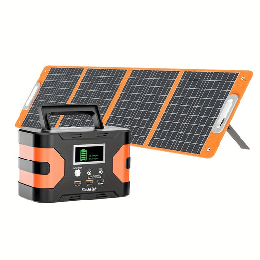 1 Portable Power Station 45000mAh/166Wh Solar Generator with 100W Solar Panel, Pure Sine Wave Inverter, LCD Display, Dual AC Outlets, / Ports, CPAP Compatible, Overheat/Over-Voltage/Over-Current for Home Backup, Camping