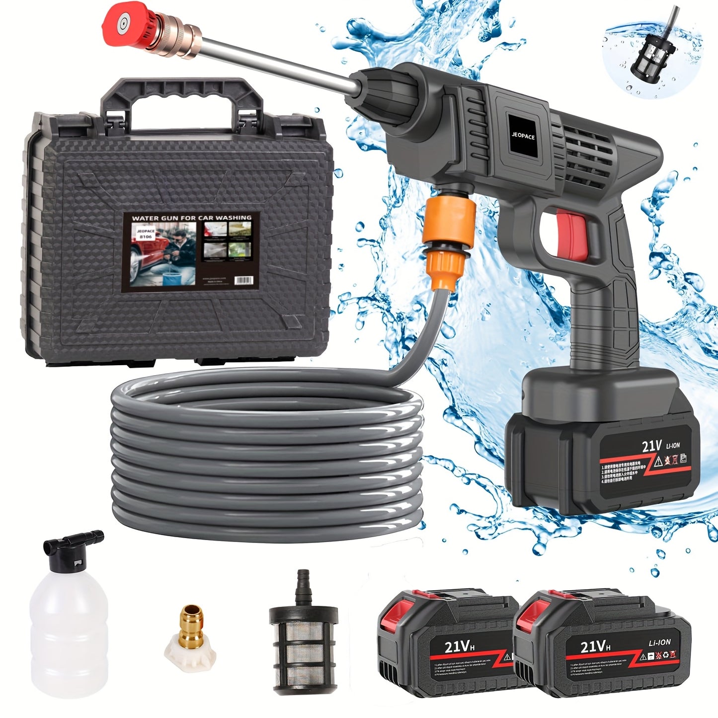 1 Wireless High Pressure Water Gun, Portable Cordless Car Washing Tool, Powerful Car Washing Tool, Garden Hose Nozzle, Multi-functional Watering Tool, Suitable for Home, Garden  Car  Elevator.., Power Washer, Portable Car Was