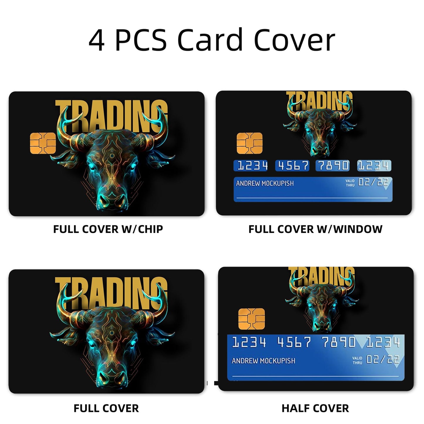 1 set of 4 thickened frosted credit card decorative stickers. Suitable for credit cards, bank cards, bus cards, removable self-adhesive decorative card stickers