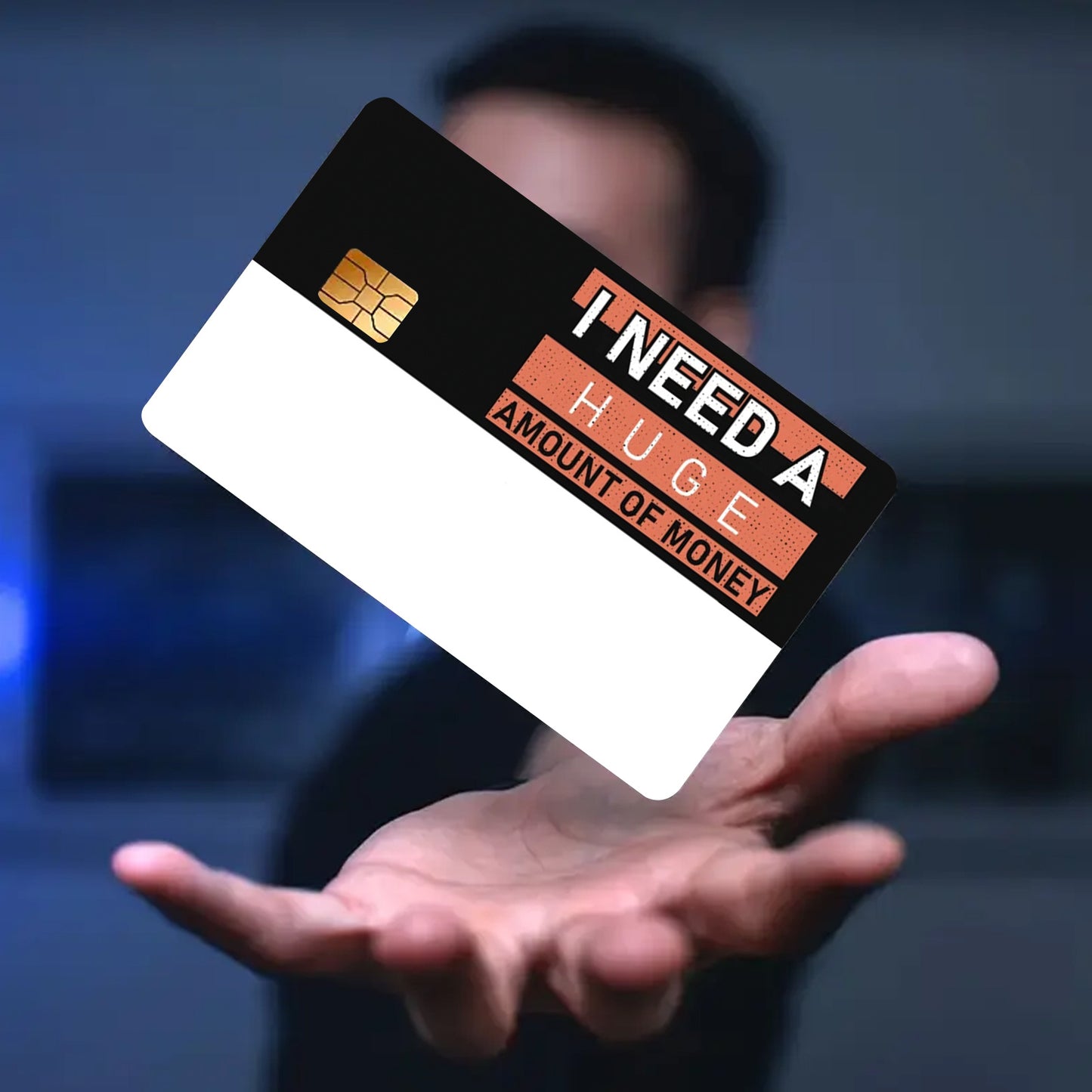 1 Set 2PS "I Need a Huge Amount of Money" Thickened Frosted Bus Card Credit Card Stickers Suitable for Credit Cards, Bank Cards, Debit Cards, Removable Self-Adhesive Decorative Card Stickers, Scratch-Resistant, Good Quality