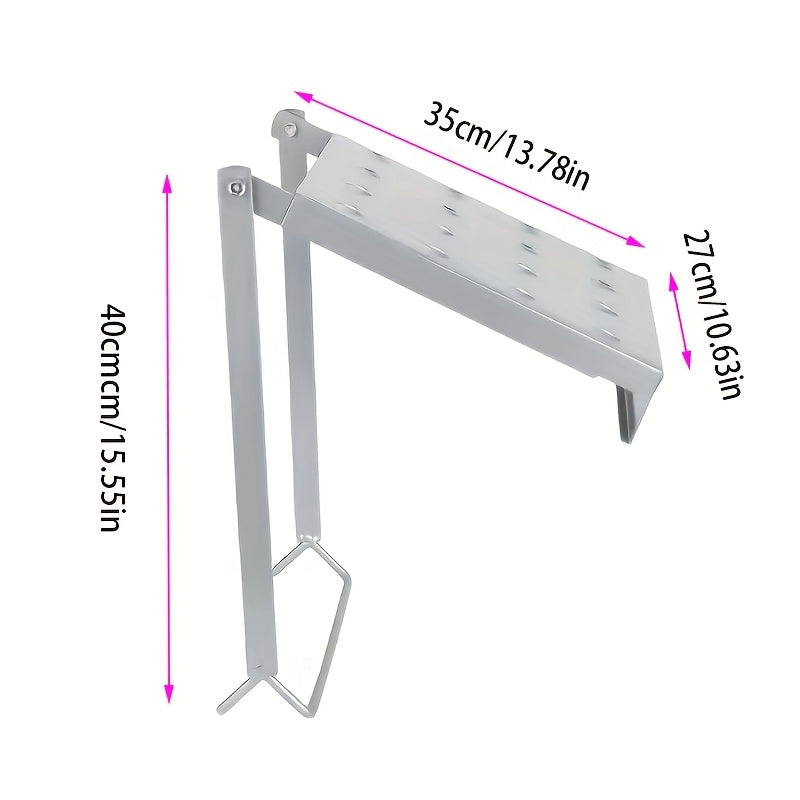 1 Heavy-Duty 400-Pound Load-Bearing Platform with Extendable Work Station System and Tool Tray, Silvery, Suitable for Large Ladders, Non-Slip Design