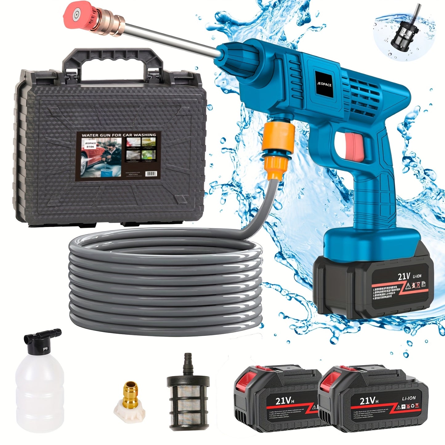 1 Wireless High Pressure Water Gun, Portable Cordless Car Washing Tool, Powerful Car Washing Tool, Garden Hose Nozzle, Multi-functional Watering Tool, Suitable for Home, Garden  Car  Elevator.., Power Washer, Portable Car Was