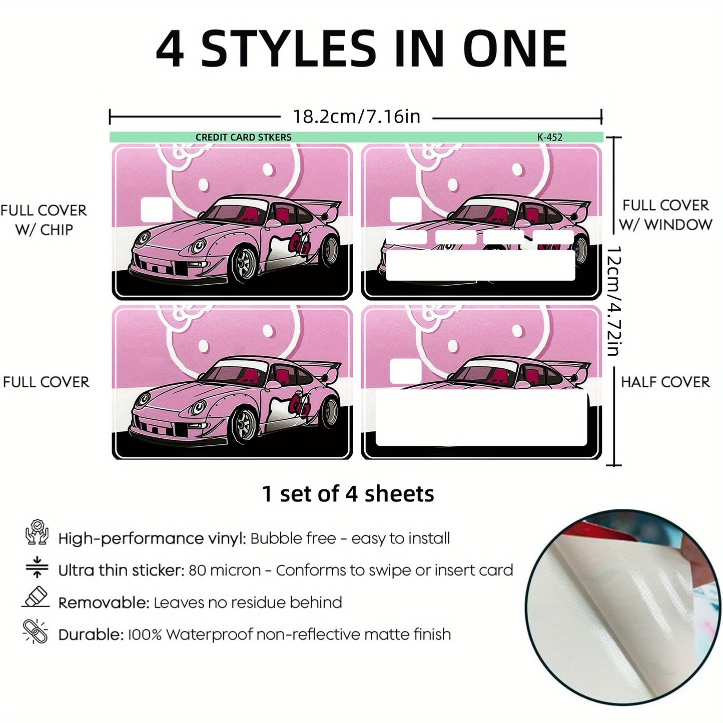 1 Set of 4 Thickened Frosted Racing Car Men'S And Women'S Credit Card Stickers Suitable for Credit Cards, Bank Cards, Debit Cards, Bus Cards, Removable Self-Adhesive Decorative Card Stickers, Scratch-Resistant, Quality, Creat