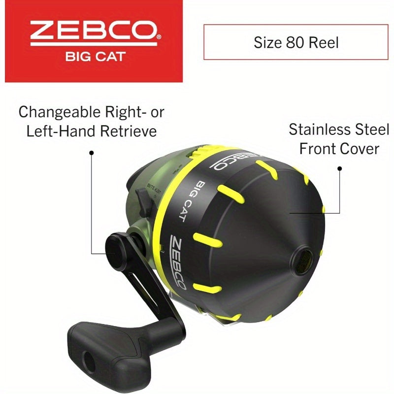 1-Piece Heavy-Duty Spincast Fishing Rod and Reel Combo with All-Metal Construction, Quick-Action Tip, Changeable Left/Right-Hand Retrieve - Large Heavy-Power Fast Action Rod for Saltwater, Freshwater, Bass, Pike, Trout, Salmo