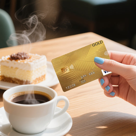 "Ultimate luxury yellow VISA pattern credit card sticker"Credit Card Sticker used for EBT, transportation, keys, credit cards, debit cards, card skins, protect bank cards, no bubbles, High Quality, suitable for small chip car