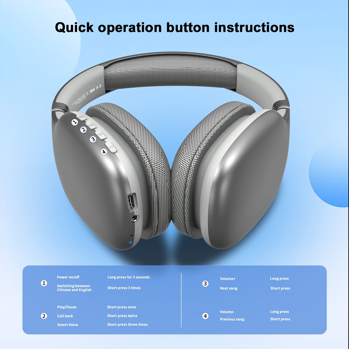 [Wireless Headset] HIRRES BT1638-5.4 Wireless Over-Ear Headset | Ultra-High Sound Quality, Comfortable Padded Design, Foldable, Built-in Mic for Gaming, Travel, Home Office, Gym - Ideal Holiday Gift