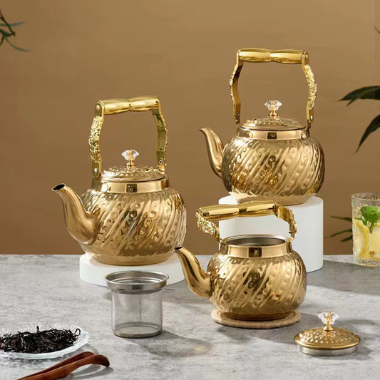 1 L Stainless Steel Teapot Small Water Kettle Portable Water Boiler with Infuser for Restaurant Kitchen Camping Hotel Home