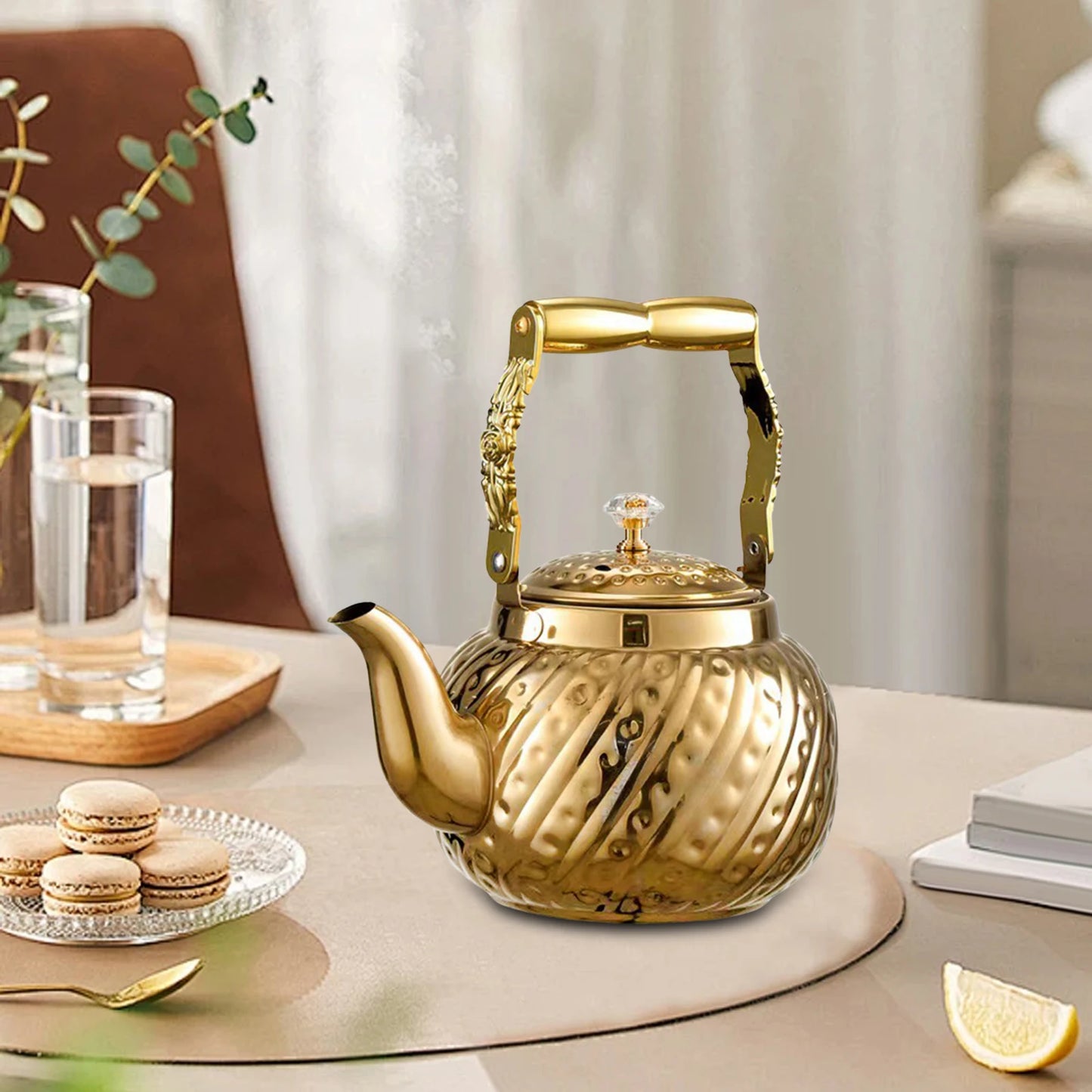 1 L Stainless Steel Teapot Small Water Kettle Portable Water Boiler with Infuser for Restaurant Kitchen Camping Hotel Home