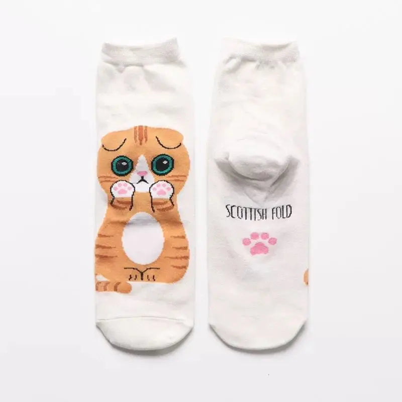1 Pair Of Cute Animals Funny Socks Kawaii Cats And Dogs Somalia Art White Socks Women Novel Harajuku Funny Animal Cotton Socks