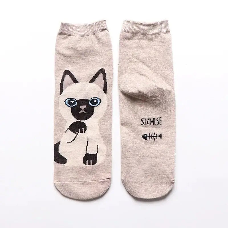 1 Pair Of Cute Animals Funny Socks Kawaii Cats And Dogs Somalia Art White Socks Women Novel Harajuku Funny Animal Cotton Socks