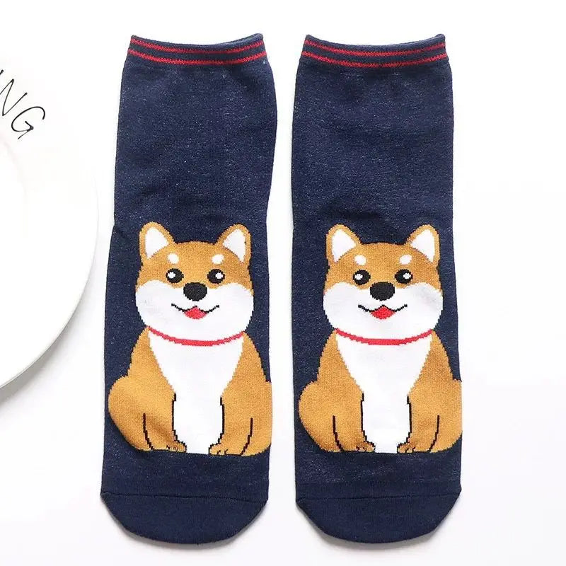 1 Pair Of Cute Animals Funny Socks Kawaii Cats And Dogs Somalia Art White Socks Women Novel Harajuku Funny Animal Cotton Socks