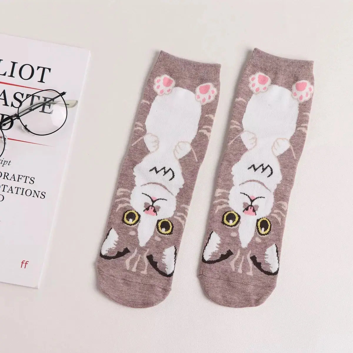1 Pair Of Cute Animals Funny Socks Kawaii Cats And Dogs Somalia Art White Socks Women Novel Harajuku Funny Animal Cotton Socks