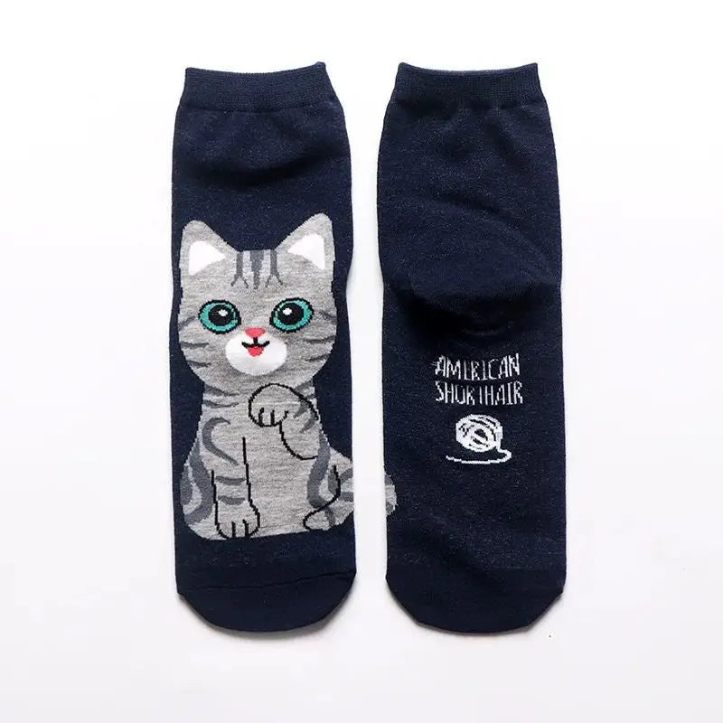 1 Pair Of Cute Animals Funny Socks Kawaii Cats And Dogs Somalia Art White Socks Women Novel Harajuku Funny Animal Cotton Socks