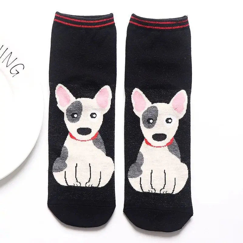 1 Pair Of Cute Animals Funny Socks Kawaii Cats And Dogs Somalia Art White Socks Women Novel Harajuku Funny Animal Cotton Socks
