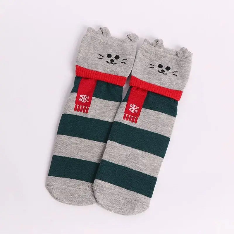 1 Pair Of Cute Animals Funny Socks Kawaii Cats And Dogs Somalia Art White Socks Women Novel Harajuku Funny Animal Cotton Socks