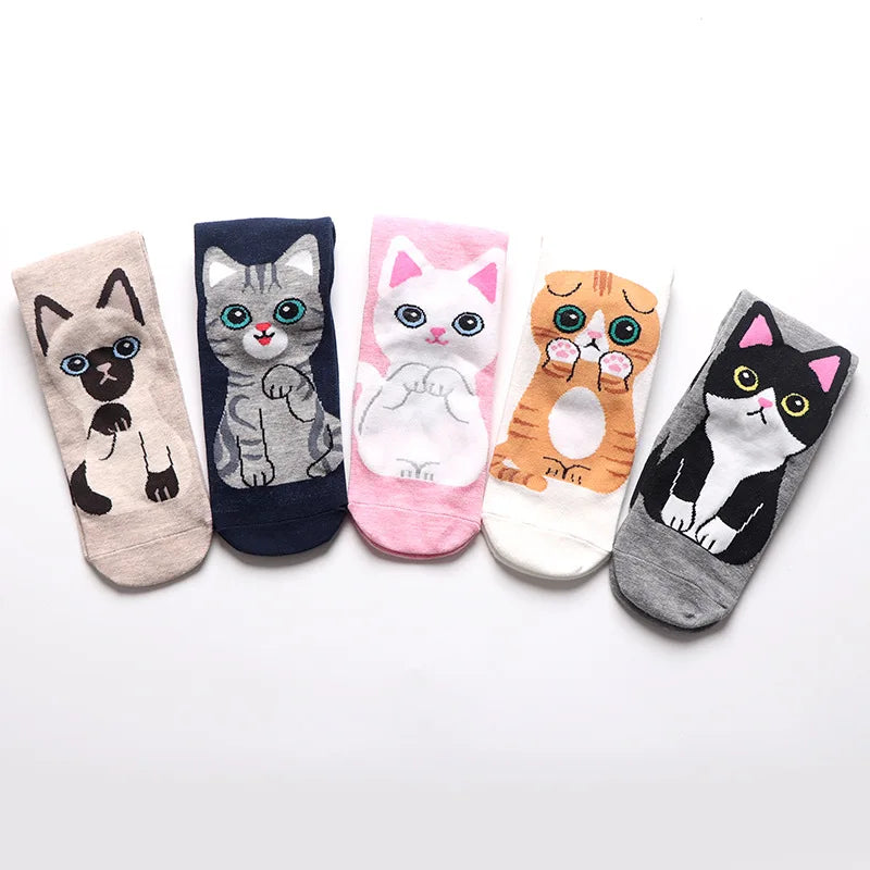 1 Pair Of Cute Animals Funny Socks Kawaii Cats And Dogs Somalia Art White Socks Women Novel Harajuku Funny Animal Cotton Socks