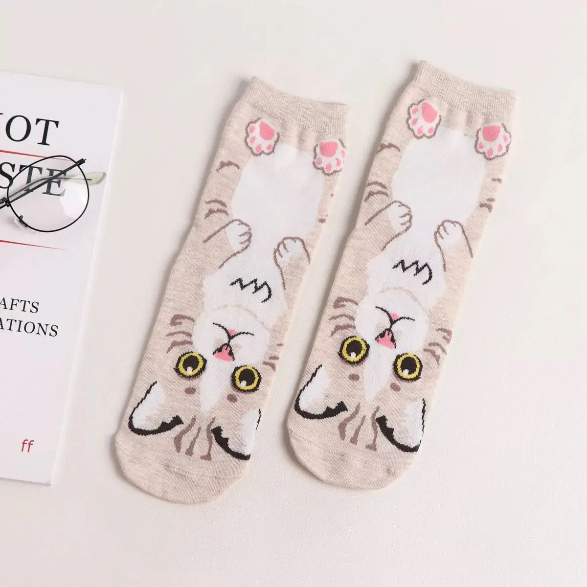 1 Pair Of Cute Animals Funny Socks Kawaii Cats And Dogs Somalia Art White Socks Women Novel Harajuku Funny Animal Cotton Socks
