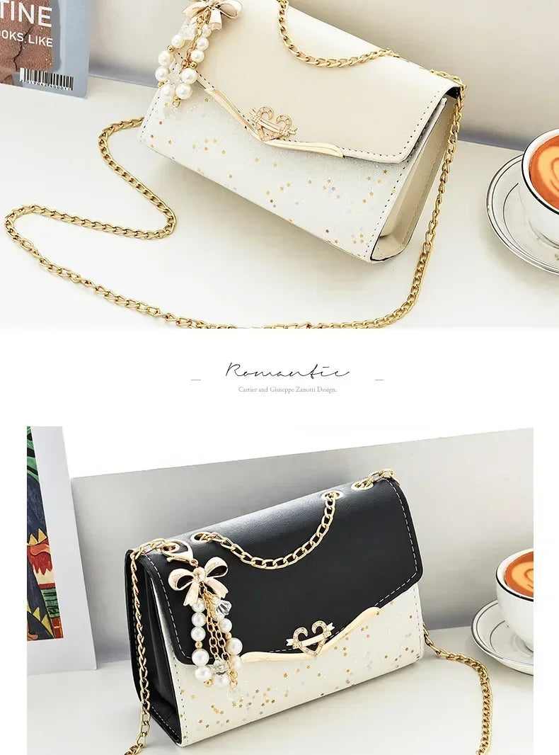 1 Pcs Versatile New Cute and High-end Handbag for Female College Students Fashionable and Versatile Chain Crossbody Shoulder Bag