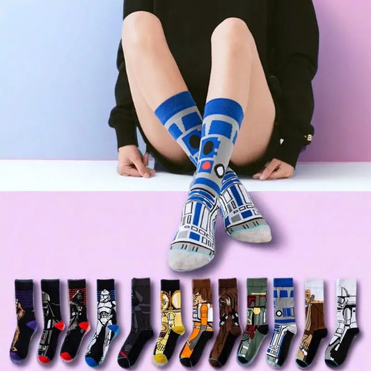 1 pair Autumn Winter Anime Socks Movie Women socks Master Yoda R2-D2 Cosplay Socks Wookiee Jedi Knight Novelty Men's Socks 37-45