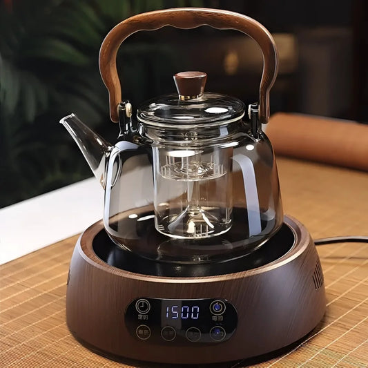 【2025 Trendsetter】Electric Ceramic Pot with Glass Handle - Home Use Tea Brewing and Water Heating Pot