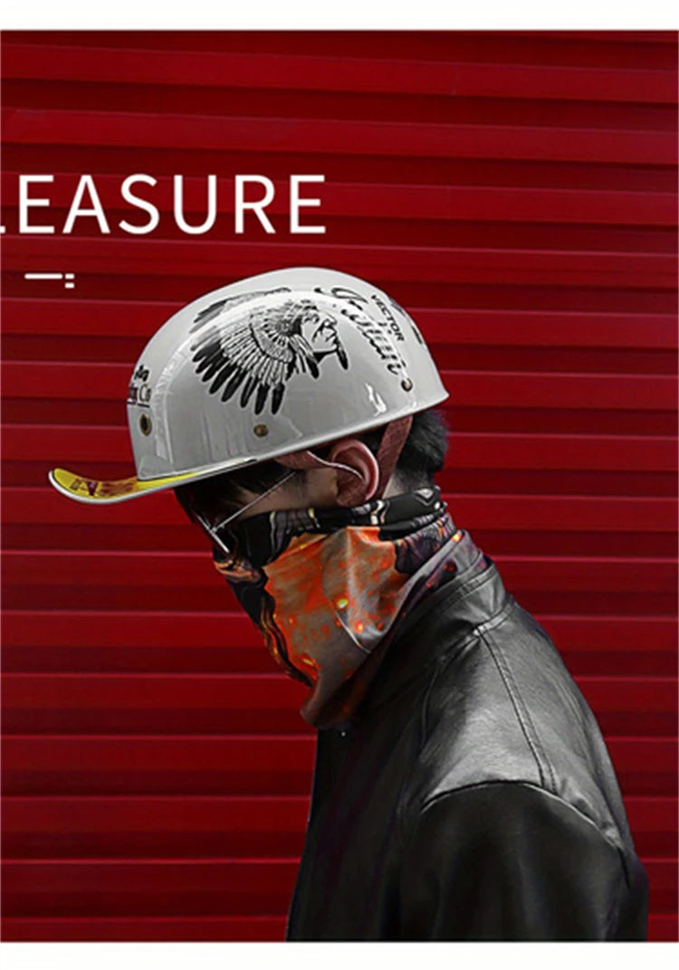 03 New Retro Helmet Half Face Windshield Motorcycle Helmet Men Women Scooter Casco Motorbike Cycling Helmet ABS Material