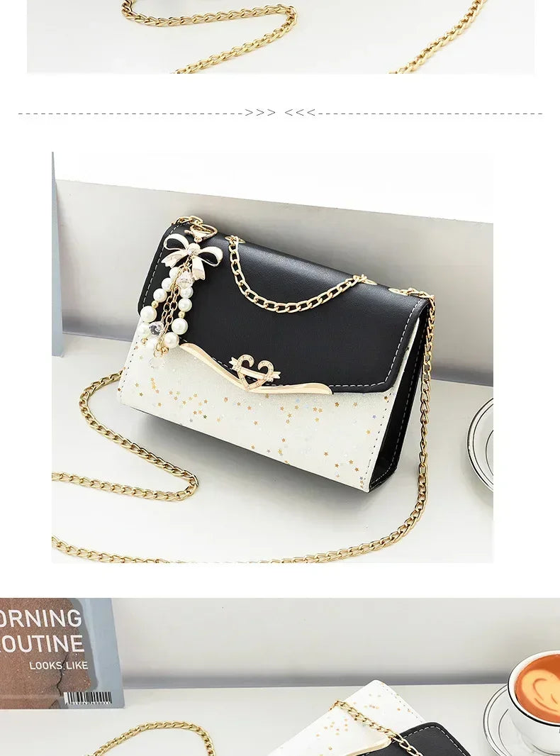 1 Pcs Versatile New Cute and High-end Handbag for Female College Students Fashionable and Versatile Chain Crossbody Shoulder Bag