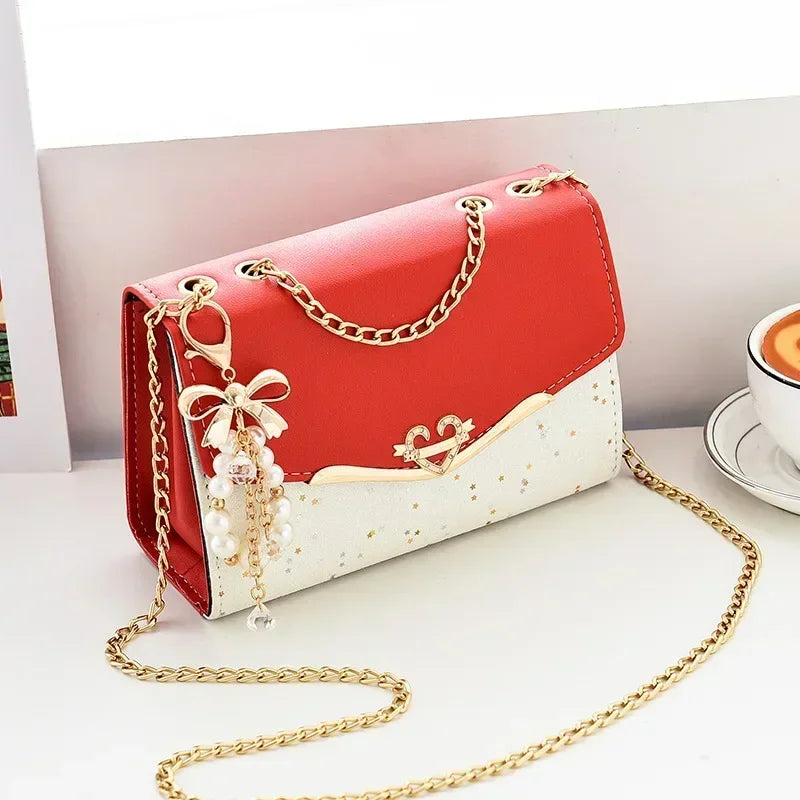1 Pcs Versatile New Cute and High-end Handbag for Female College Students Fashionable and Versatile Chain Crossbody Shoulder Bag