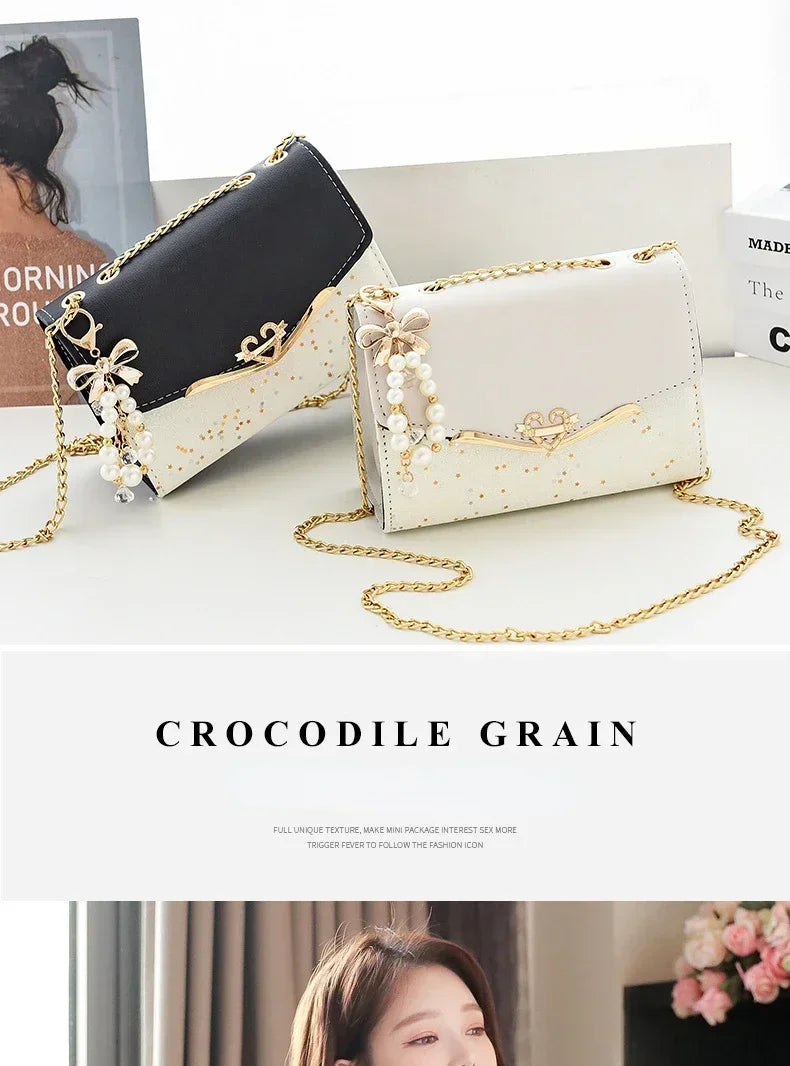 1 Pcs Versatile New Cute and High-end Handbag for Female College Students Fashionable and Versatile Chain Crossbody Shoulder Bag