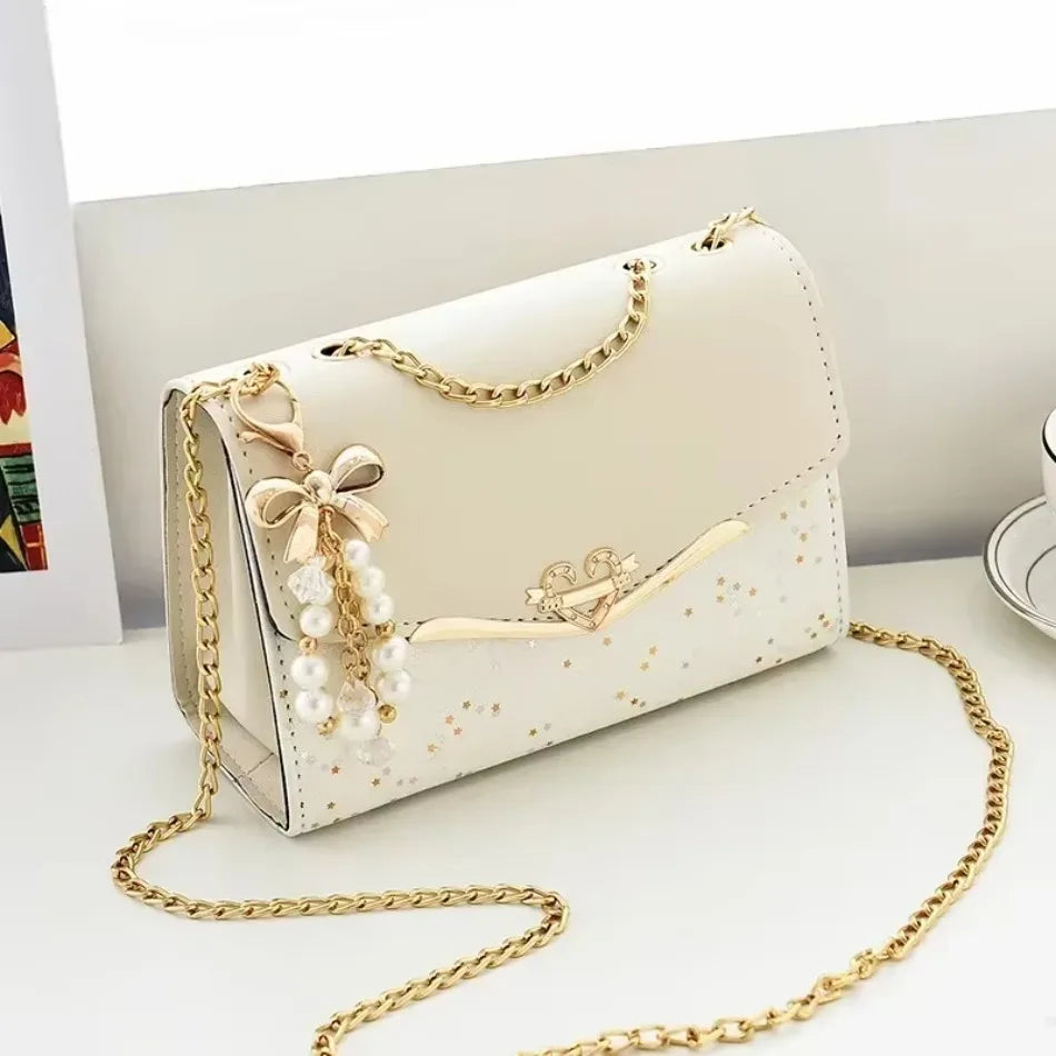 1 Pcs Versatile New Cute and High-end Handbag for Female College Students Fashionable and Versatile Chain Crossbody Shoulder Bag