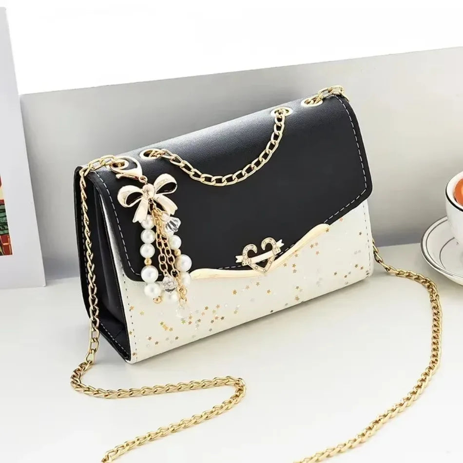 1 Pcs Versatile New Cute and High-end Handbag for Female College Students Fashionable and Versatile Chain Crossbody Shoulder Bag
