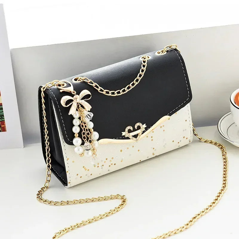 1 Pcs Versatile New Cute and High-end Handbag for Female College Students Fashionable and Versatile Chain Crossbody Shoulder Bag