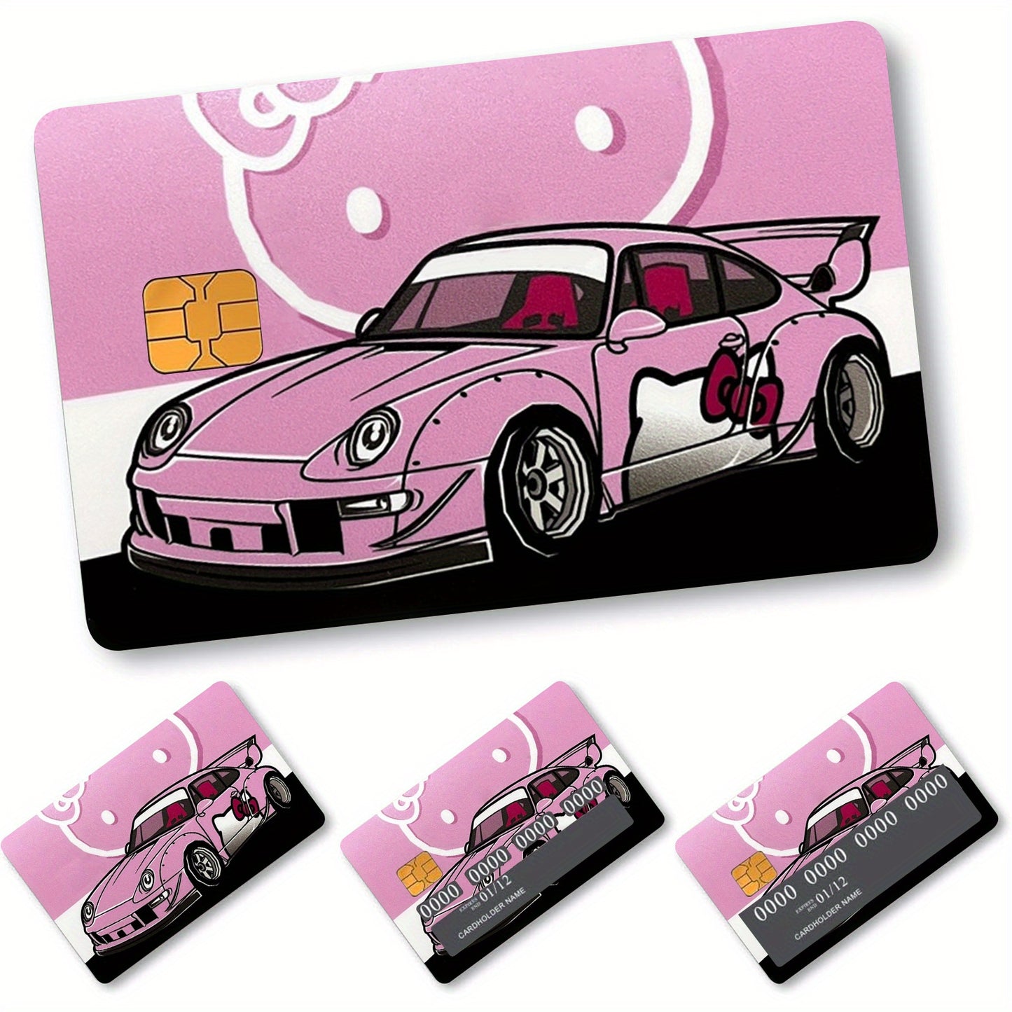 1 Set of 4 Thickened Frosted Racing Car Men'S And Women'S Credit Card Stickers Suitable for Credit Cards, Bank Cards, Debit Cards, Bus Cards, Removable Self-Adhesive Decorative Card Stickers, Scratch-Resistant, Quality, Creat