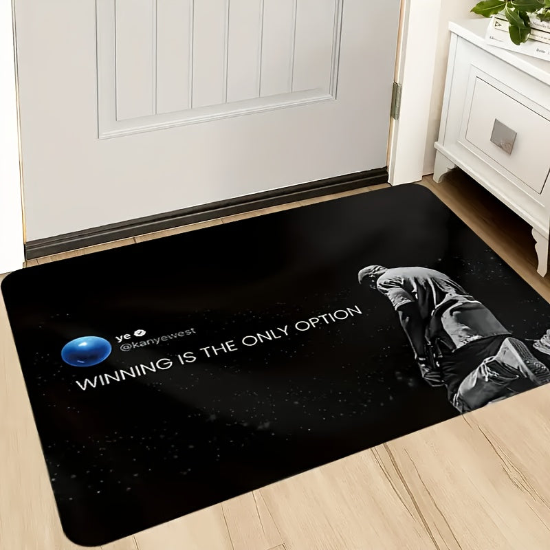 1-2pcs Winning Is The Only Choice Hip Hop Home Mat, Bedroom, Living Room, Kitchen Home Decoration Mat, Velvet Mat, Multiple Sizes Available