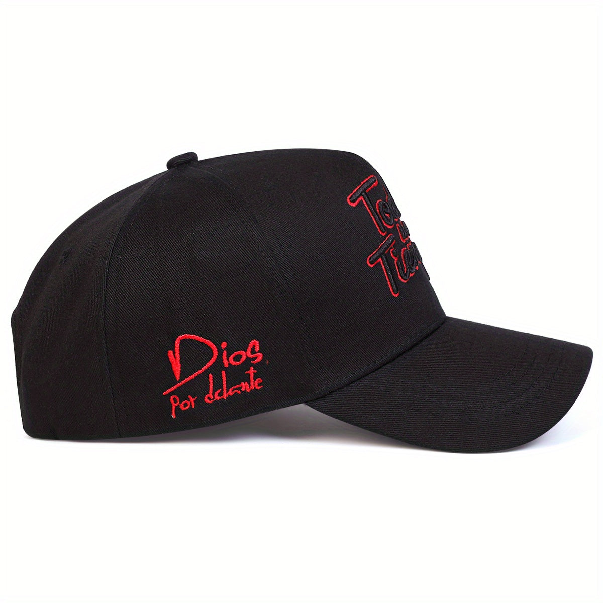 1-Pack TODO A SU TIEMPO Men's Baseball Cap - Lightweight Adjustable Hat with Red "Do It While You Can" Lettering, Black/for Everyday, Travel, Sports - Polyester Casual Outdoor Cap, Leisure Headwear, Stylish Contrast Embroider