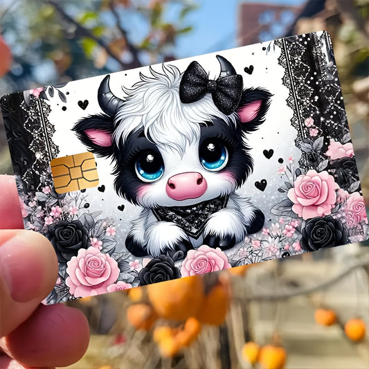 "Animal Cow Credit Card Sticker used for EBT, transportation, keys, credit cards, debit cards, card skins, protect bank cards, no bubbles, High Quality, suitable for small chip cards", Transportation Card Light Beige, Minimal