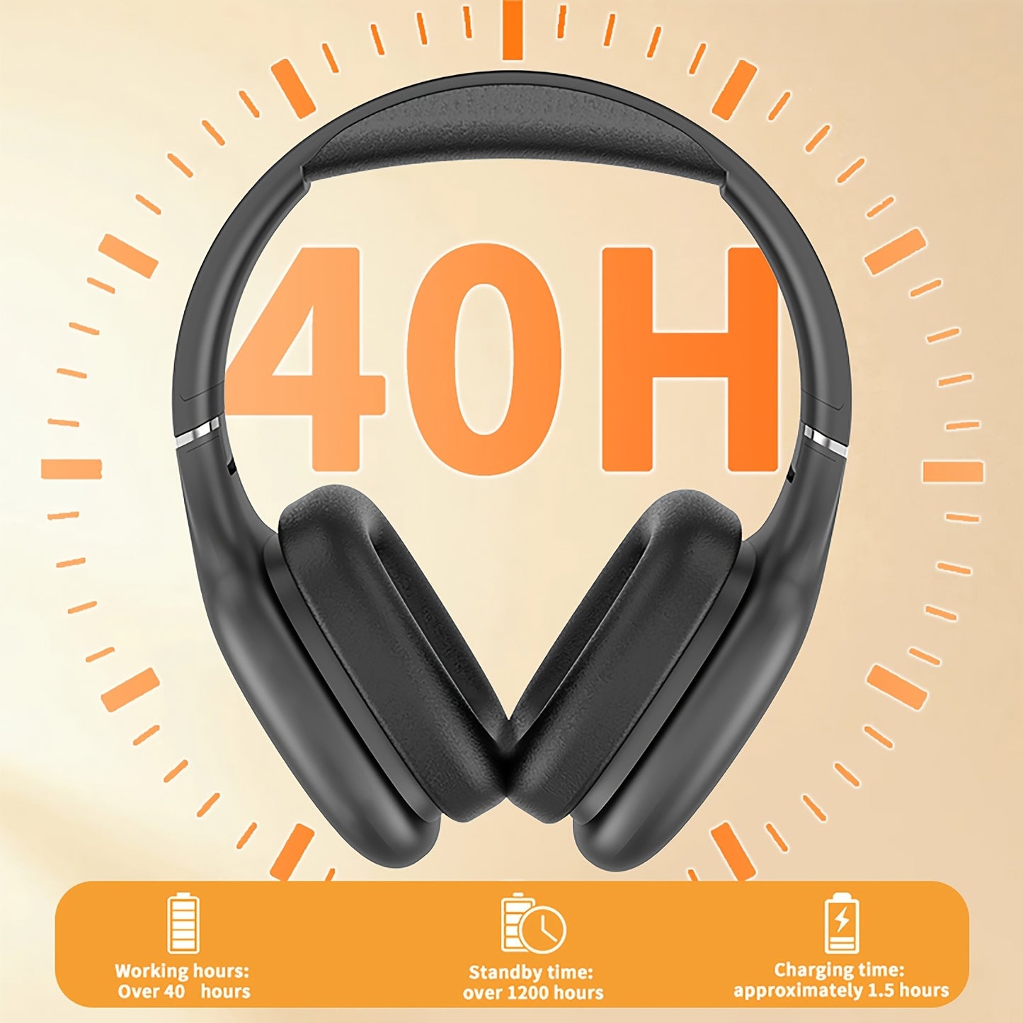 [Wireless Headset] HIRRES BT1638-5.4 Wireless Over-Ear Headset | Ultra-High Sound Quality, Comfortable Padded Design, Foldable, Built-in Mic for Gaming, Travel, Home Office, Gym - Ideal Holiday Gift