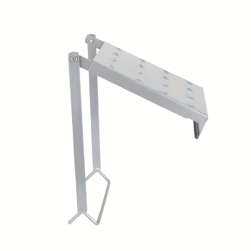 1 Heavy-Duty 400-Pound Load-Bearing Platform with Extendable Work Station System and Tool Tray, Silvery, Suitable for Large Ladders, Non-Slip Design