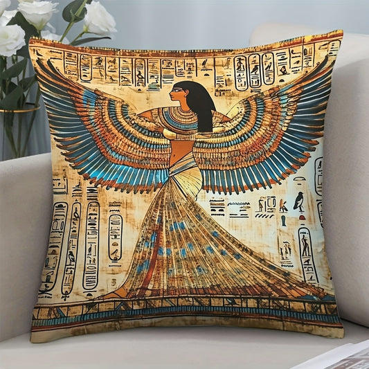 1 Egyptian Goddess Square Cushion Cover | Vibrant Ancient Deity Design on Soft Plush Polyester | Ideal for Easter, Christmas, Thanksgiving, New Year, Birthday Parties & Valentine's Day Home Decor | 18x18 Inches, Single-Sided