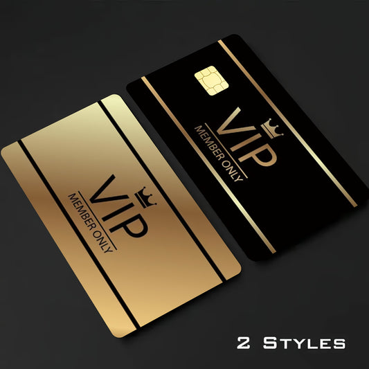 1 Set of 2 Unique VIP Style Minimalist Unisex Credit Card Light Beige Stickers, Self-Adhesive Durable Scratch-Resistant Anti-Fingerprint Privacy Decals Made from PVC Material, Suitable for Credit Cards, Transit Passes, Debit